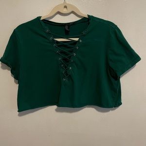 Forever 21 Lace Up Crop Top